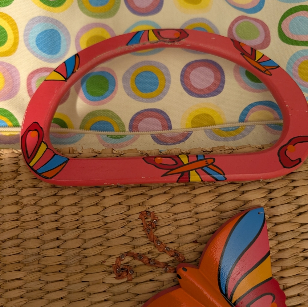 Pre-owned Vintage Vibrant Butterfly Woven Tote Bag - Picture 11 of 13